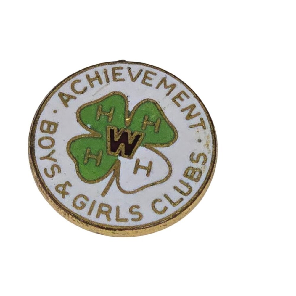 Vintage Wisconsin 4-H Boys & Girls Clubs Achievement Pin Gold Tone Cloisonné Cir - Picture 1 of 4
